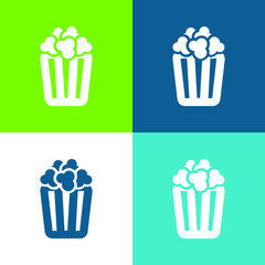 Box Of Popcorn Flat four color minimal icon set