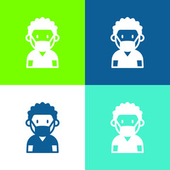 Boy Flat four color minimal icon set