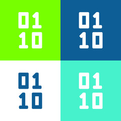 Binary Code Flat four color minimal icon set