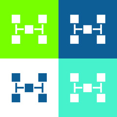 Blocks Scheme Of Five Squares Flat four color minimal icon set