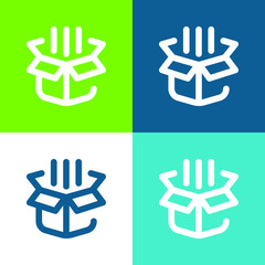 Box Flat four color minimal icon set