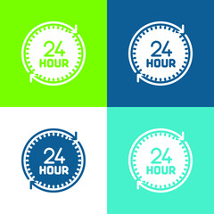 24 Hours Flat four color minimal icon set