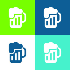 Beer Flat four color minimal icon set