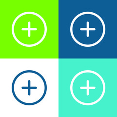 Fototapeta premium Add Circular Outlined Button Flat four color minimal icon set