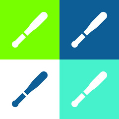Baseball Bat Flat four color minimal icon set