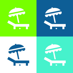 Beach Flat four color minimal icon set