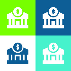 Bank Flat four color minimal icon set