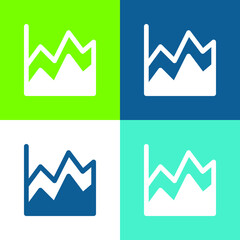 Area Chart Flat four color minimal icon set