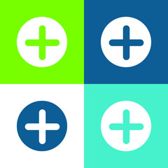 Fototapeta premium Add Button With Plus Symbol In A Black Circle Flat four color minimal icon set