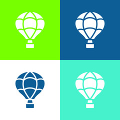 Air Balloon Flat four color minimal icon set