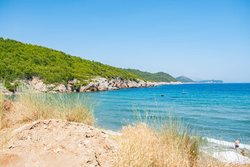 Croatian coastline with boat.