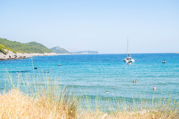 Croatian coastline with boat.