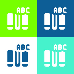 Book Flat four color minimal icon set