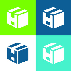 Box Flat four color minimal icon set