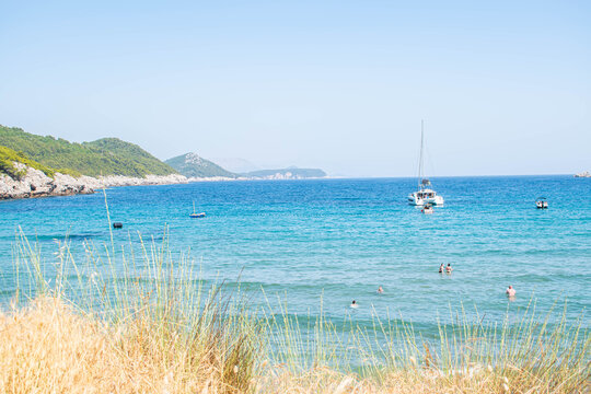 Croatian coastline with boat.
