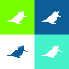 Bird Silhouette Flat four color minimal icon set
