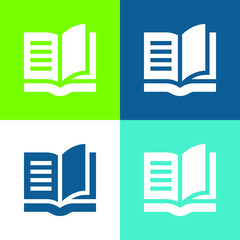 Book Flat four color minimal icon set