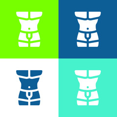 Body Flat four color minimal icon set