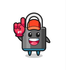 padlock illustration cartoon with number 1 fans glove
