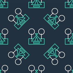 Obraz premium Line Tourist tent icon isolated seamless pattern on black background. Camping symbol. Vector