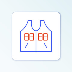 Line Hunting jacket icon isolated on white background. Hunting vest. Colorful outline concept. Vector