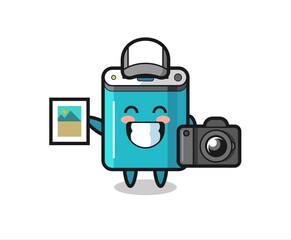 Character Illustration of power bank as a photographer