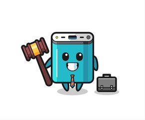 Illustration of power bank mascot as a lawyer