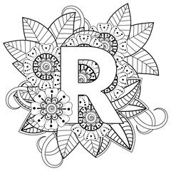 Mehndi flower for henna, mehndi, tattoo, decoration. decorative ornament in ethnic oriental style. doodle ornament. coloring book page.