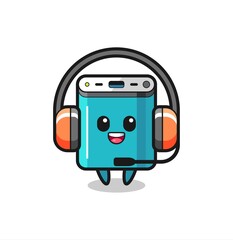 Cartoon mascot of power bank as a customer service