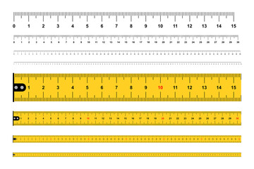 Measuring Rulers, tape measure. ruler 100 cm. measuring tool. ​isolated on white background