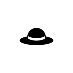 Beach, hat icon in solid black flat shape glyph icon, isolated on white background 