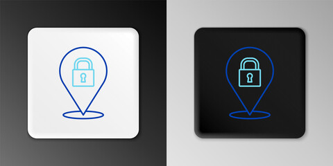 Line Location lock icon isolated on grey background. The concept of the house turnkey. Colorful outline concept. Vector