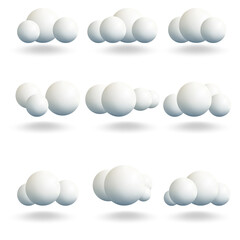 3d White sphere clouds set. 