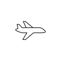 Fototapeta na wymiar Aircraft, airplane icon in flat black line style, isolated on white background 