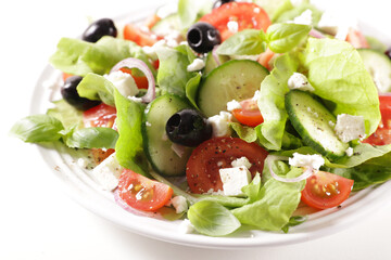vegetable salad with cucumber,  tomato and olive