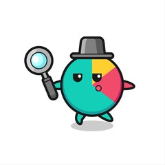 chart cartoon character searching with a magnifying glass