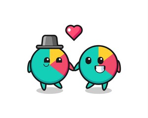 chart cartoon character couple with fall in love gesture