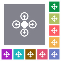 Drone top view solid square flat icons
