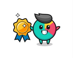 chart mascot illustration holding a golden badge
