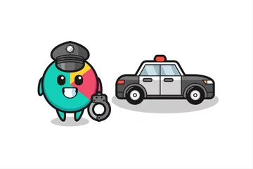 Fototapete Autorennen Cartoon mascot of chart as a police