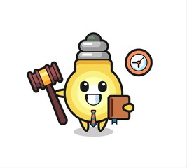 Mascot cartoon of light bulb as a judge