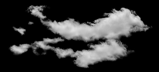 White cloud isolated on black background, Fluffy texture , Abstract smoke
