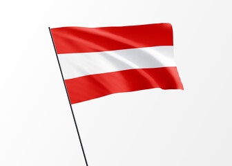 Austria flag flying high in the isolated background Austria independence day. World national flag collection
