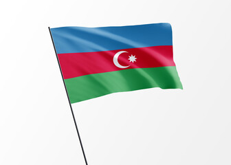 Azerbaijan flag flying high in the isolated background Azerbaijan independence day. World national flag collection