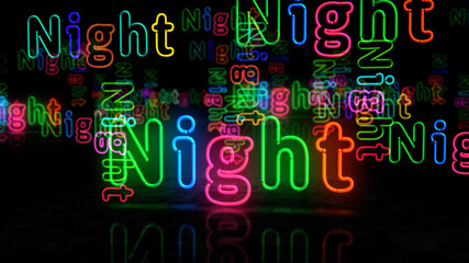 Night neon light 3d illustration