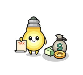 Character cartoon of light bulb as a accountant