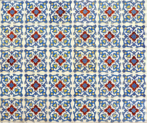 Red and Blue Peranakan tile mosaic