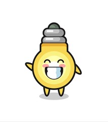 light bulb cartoon character doing wave hand gesture