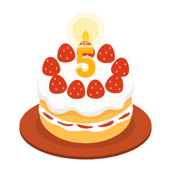 5歳の誕生日ケーキ、5周年のアニバーサリーケーキ