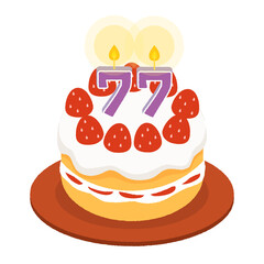 77歳の誕生日ケーキ、喜寿のお祝いケーキ